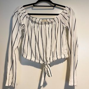 PacSun White Striped off the shoulder top